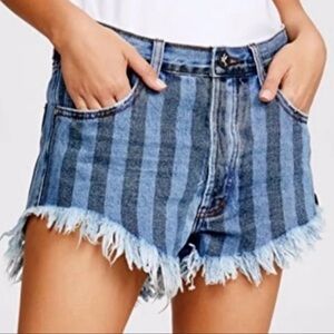One Teaspoon Zephyr Outlaw denim striped fringe shorts size 28